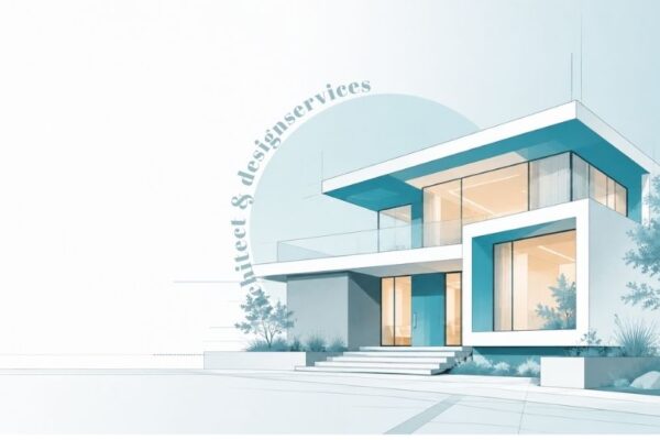 Modern architecture and design services illustration for Tamil Nadu real estate listings